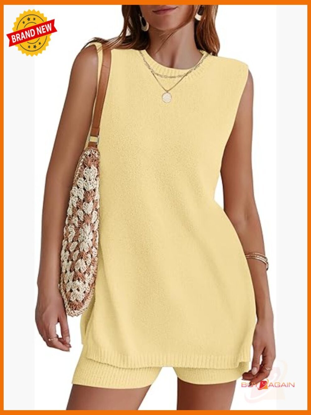Sleeveless Knit Lounge Set with Shorts Oversized Casual Summer Vacation Outfit